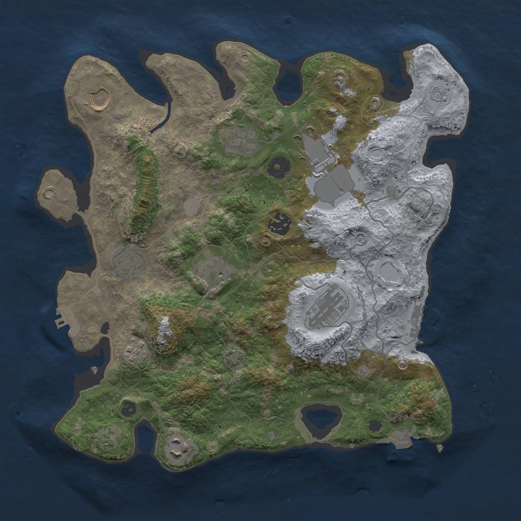 Rust Map: Procedural Map, Size: 3500, Seed: 2115526237, 17 Monuments