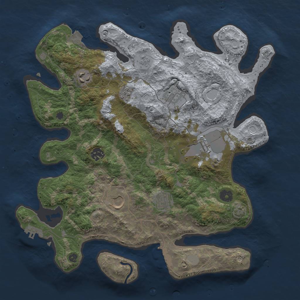 Rust Map: Procedural Map, Size: 3500, Seed: 2133800360, 14 Monuments