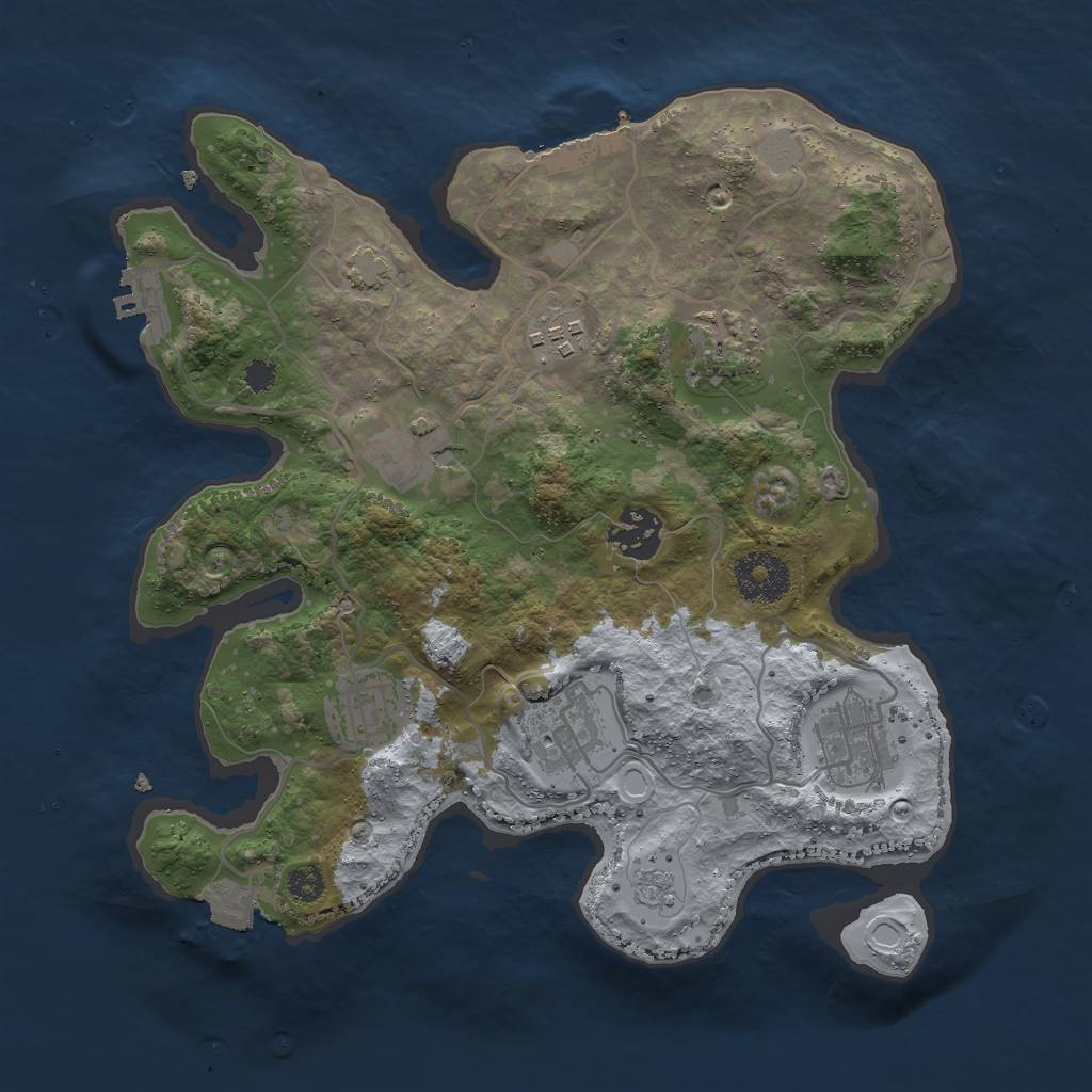 Rust Map: Procedural Map, Size: 3000, Seed: 12395, 14 Monuments
