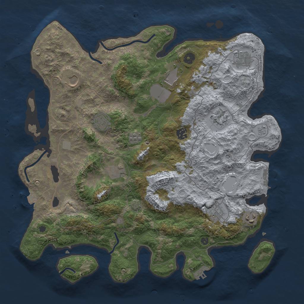 Rust Map: Procedural Map, Size: 4000, Seed: 1028069281, 18 Monuments