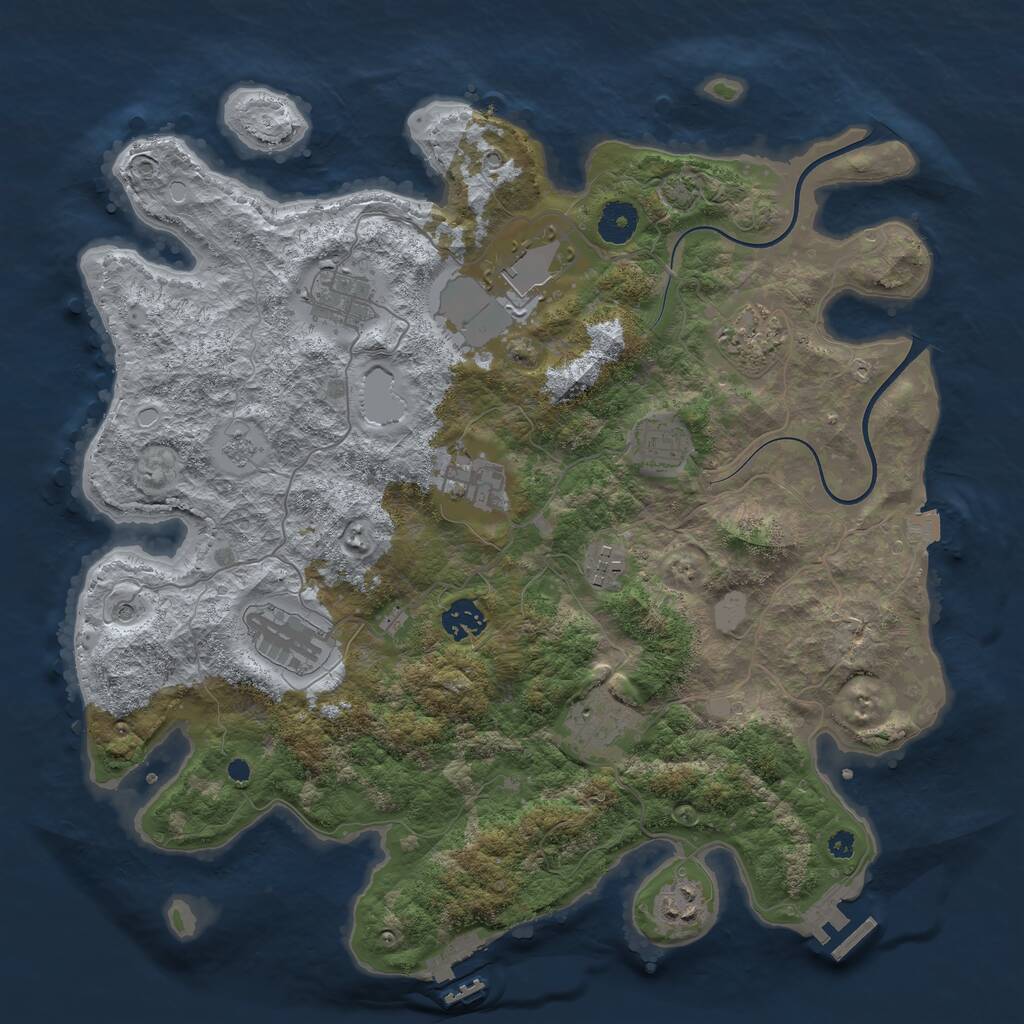 Rust Map: Procedural Map, Size: 3750, Seed: 23800551, 16 Monuments