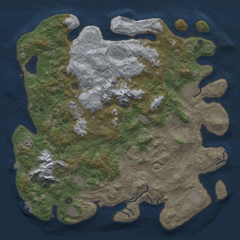 Rust Map: Procedural Map, Size: 5000, Seed: 128764566, 19 Monuments