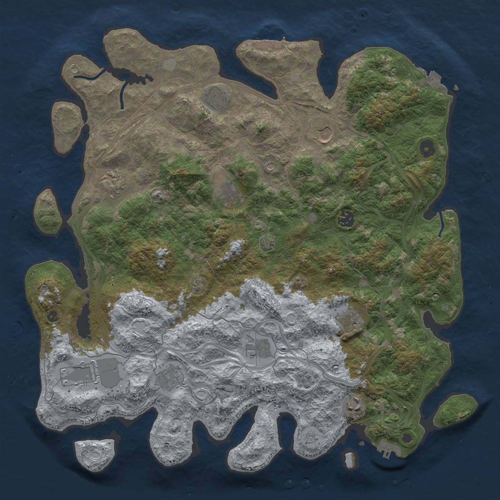 Rust Map: Procedural Map, Size: 4500, Seed: 145716586, 19 Monuments