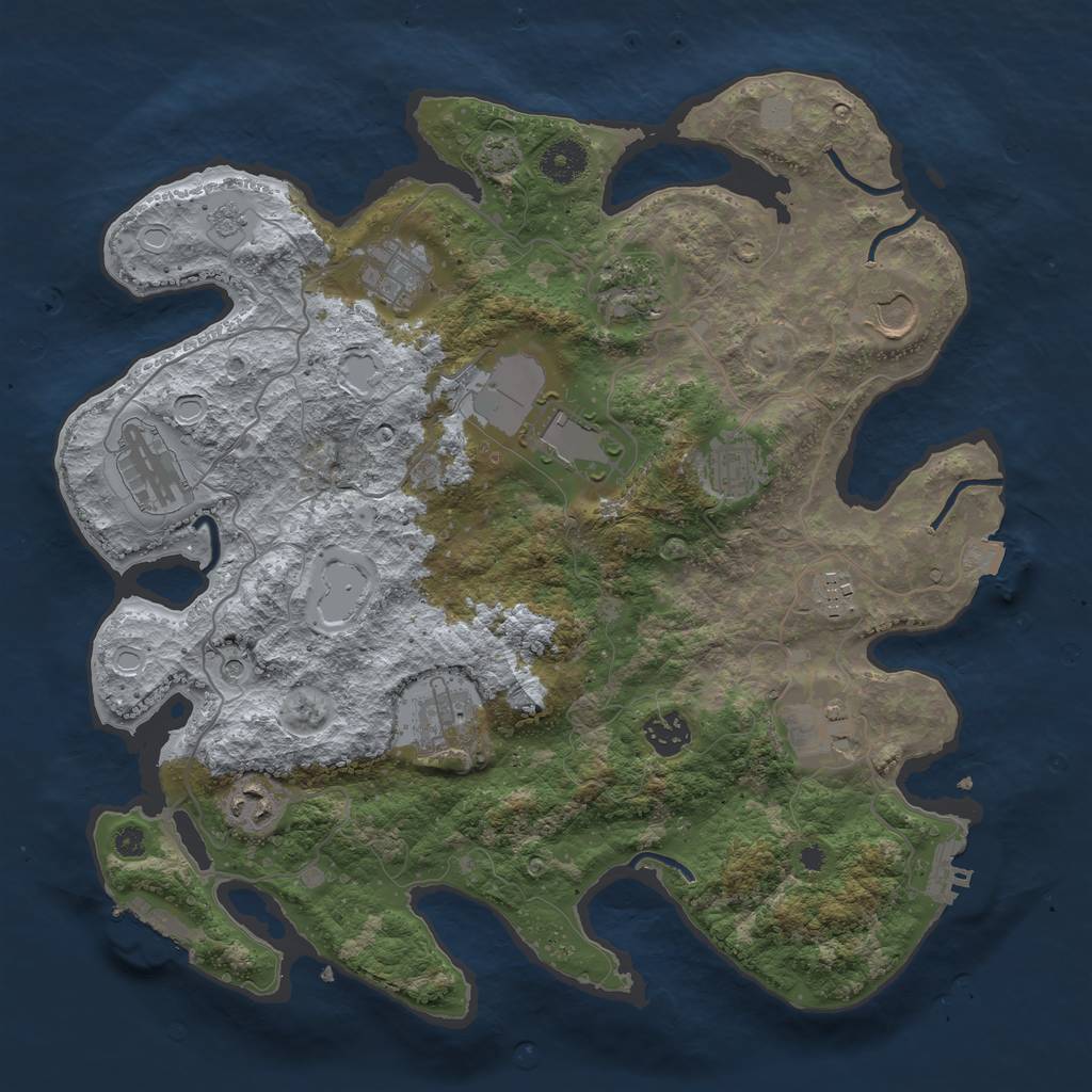 Rust Map: Procedural Map, Size: 3700, Seed: 644138306, 19 Monuments
