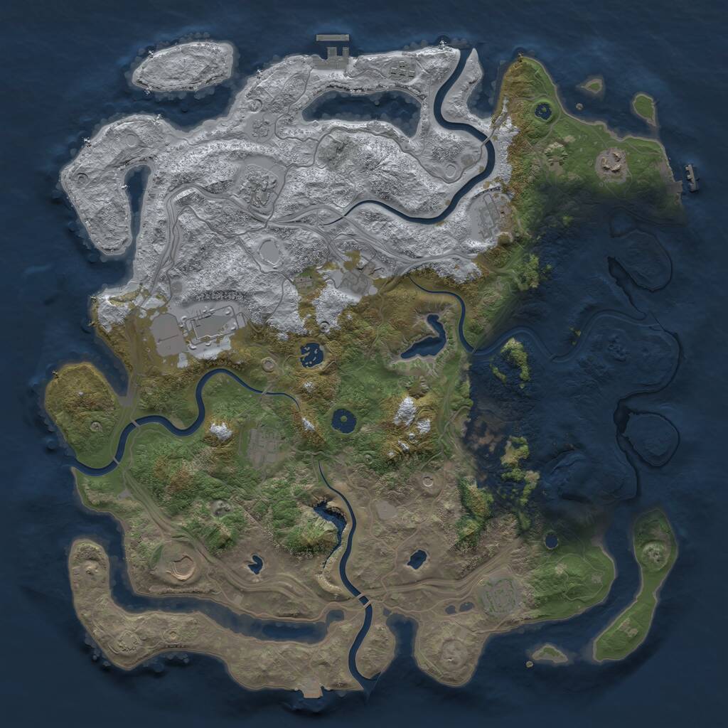 Rust Map: Procedural Map, Size: 4500, Seed: 592839163, 17 Monuments