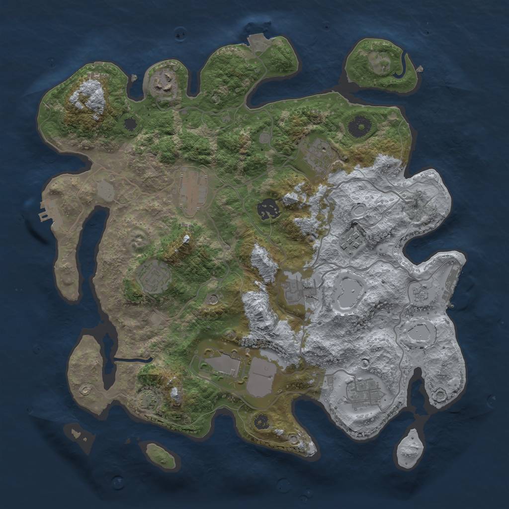 Rust Map: Procedural Map, Size: 3500, Seed: 207245711, 17 Monuments