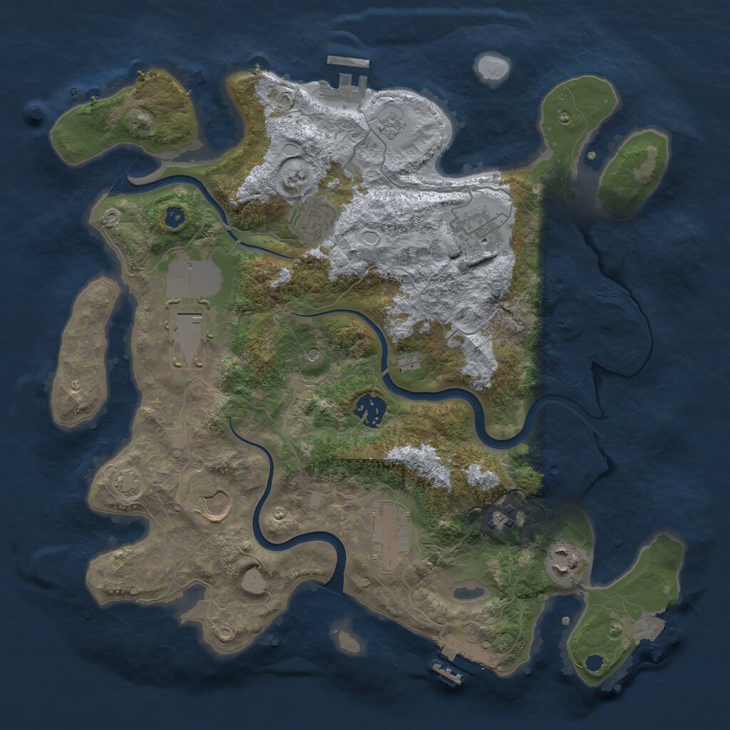 Rust Map: Procedural Map, Size: 3500, Seed: 55616406, 14 Monuments