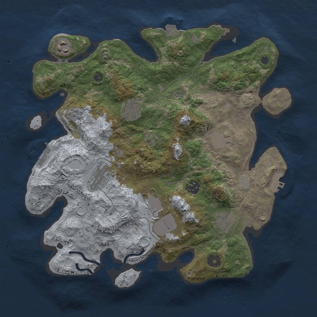 Rust Map: Procedural Map, Size: 3500, Seed: 939643304, 16 Monuments
