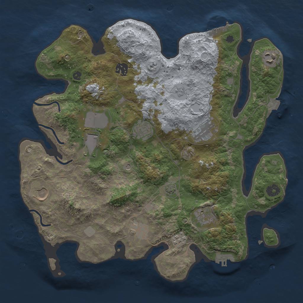 Rust Map: Procedural Map, Size: 3500, Seed: 1567220980, 17 Monuments