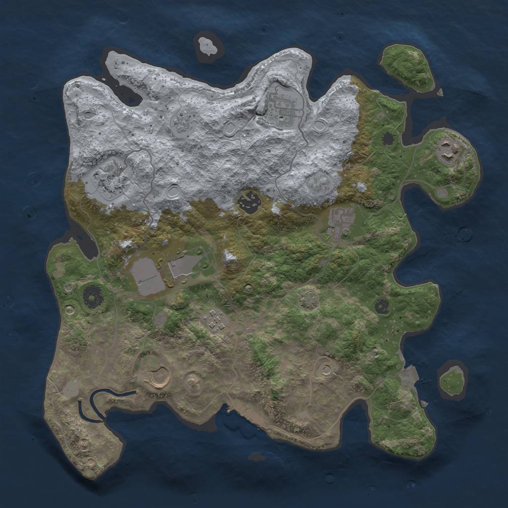 Rust Map: Procedural Map, Size: 3500, Seed: 477057514, 15 Monuments