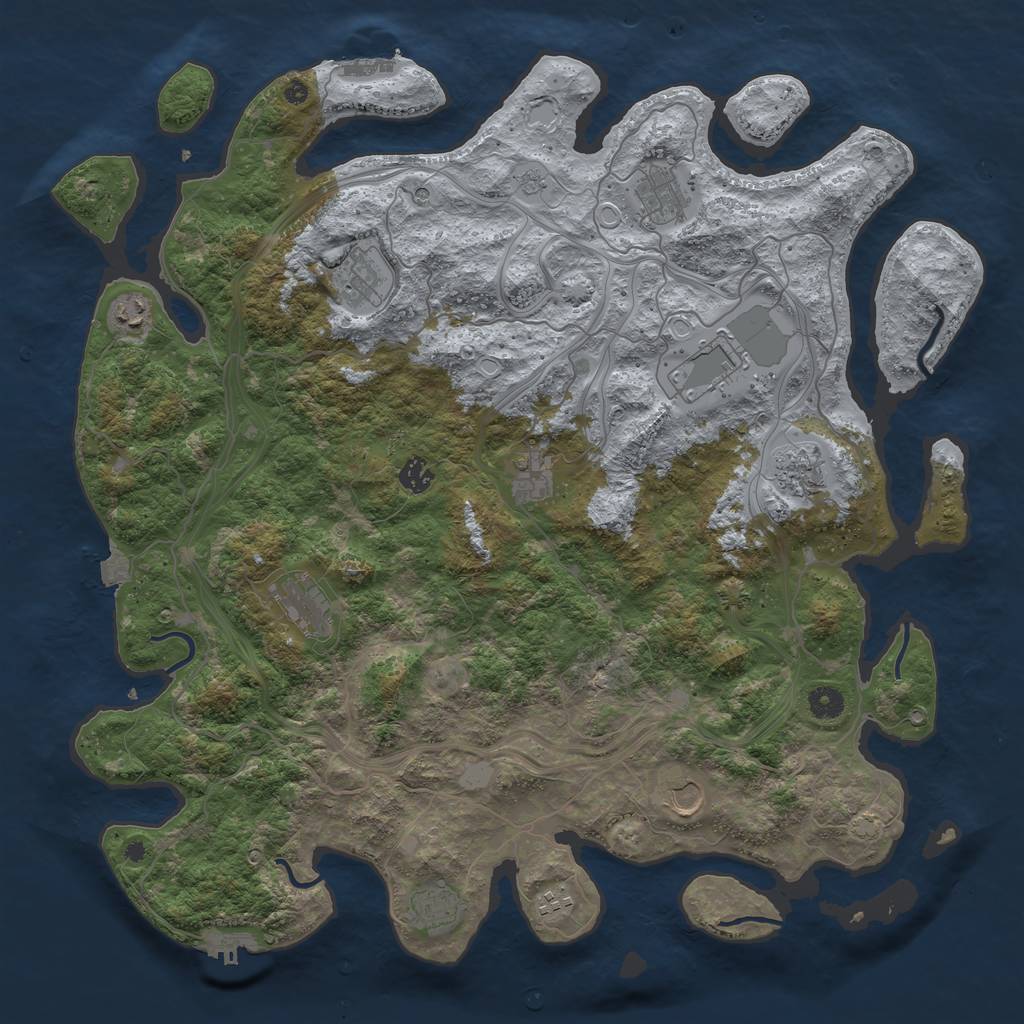 Rust Map: Procedural Map, Size: 4500, Seed: 824673, 19 Monuments