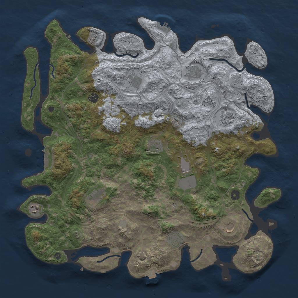 Rust Map: Procedural Map, Size: 4500, Seed: 2023477303, 19 Monuments