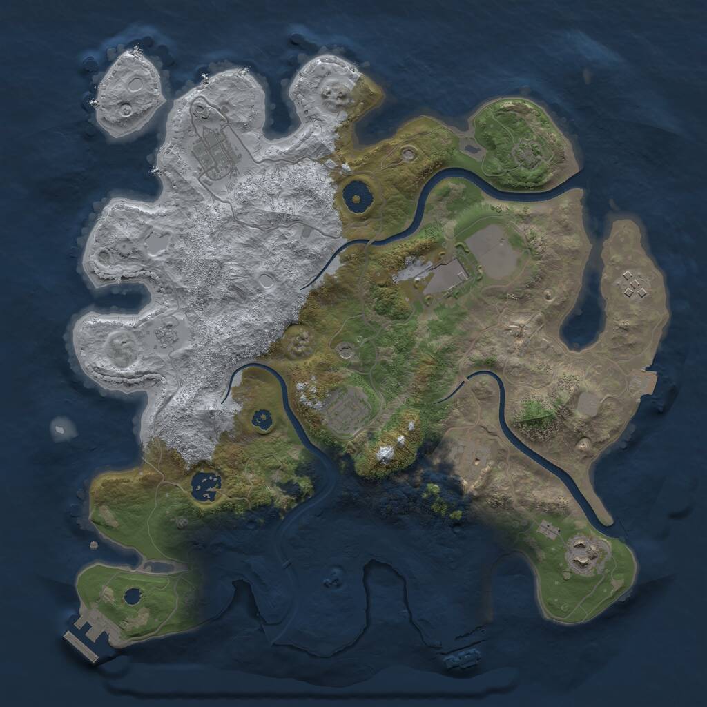 Rust Map: Procedural Map, Size: 3500, Seed: 2009, 13 Monuments
