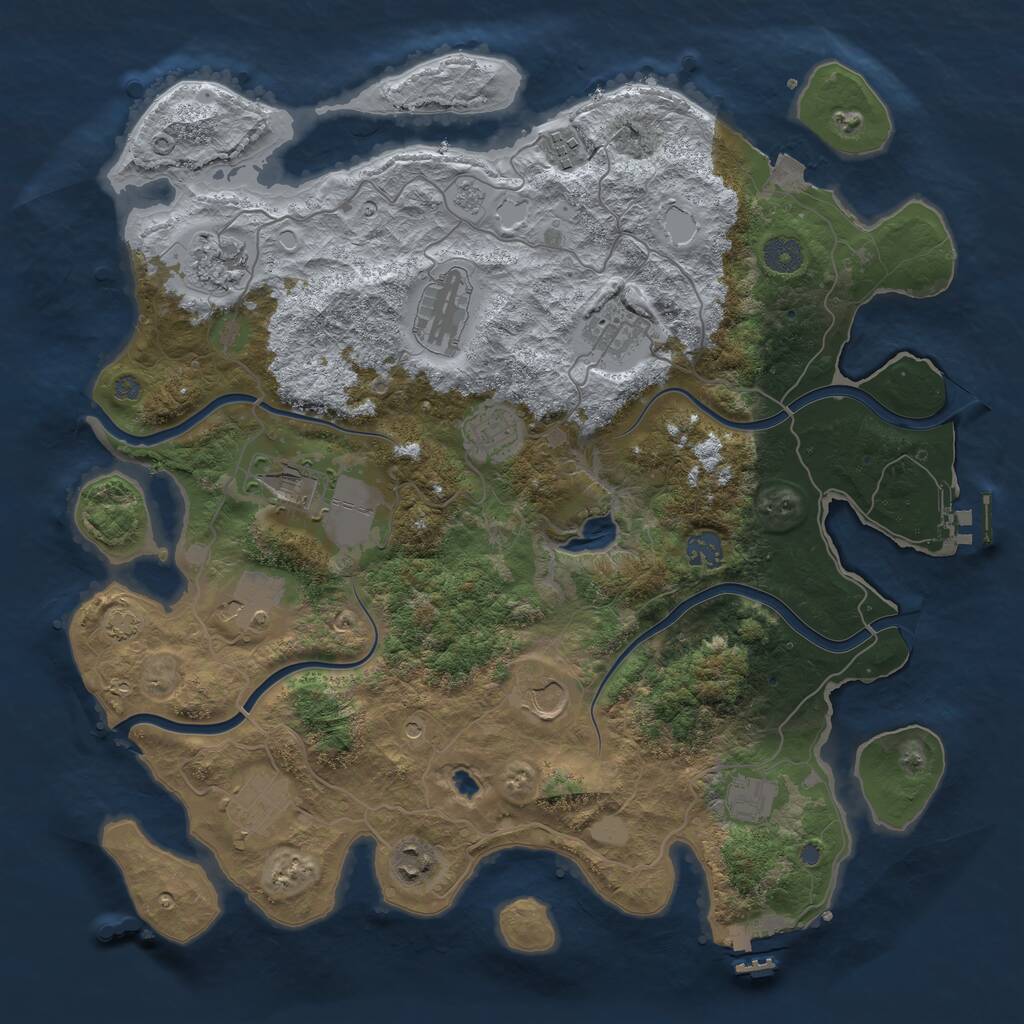 Rust Map: Procedural Map, Size: 4000, Seed: 80504, 17 Monuments