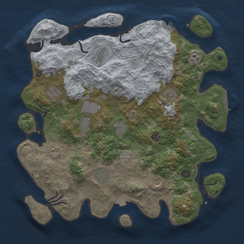 Rust Map: Procedural Map, Size: 4000, Seed: 80504, 19 Monuments