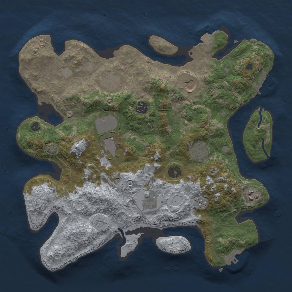 Rust Map: Procedural Map, Size: 3500, Seed: 1108265250, 16 Monuments