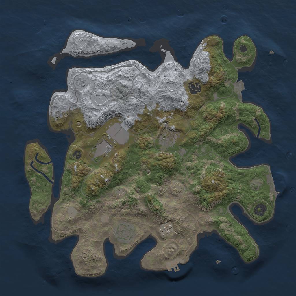 Rust Map: Procedural Map, Size: 3500, Seed: 1355789384, 13 Monuments