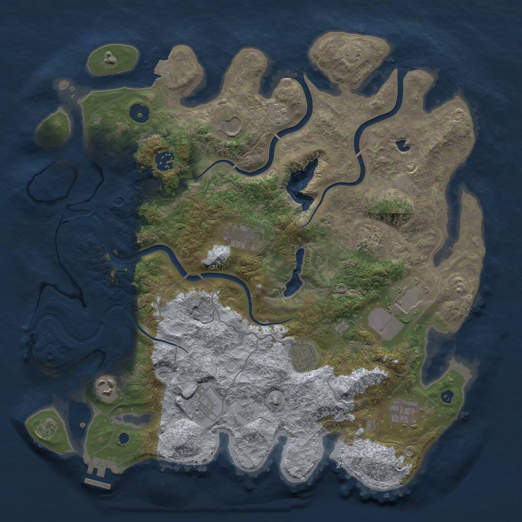Rust Map: Procedural Map, Size: 4000, Seed: 1299162570, 15 Monuments