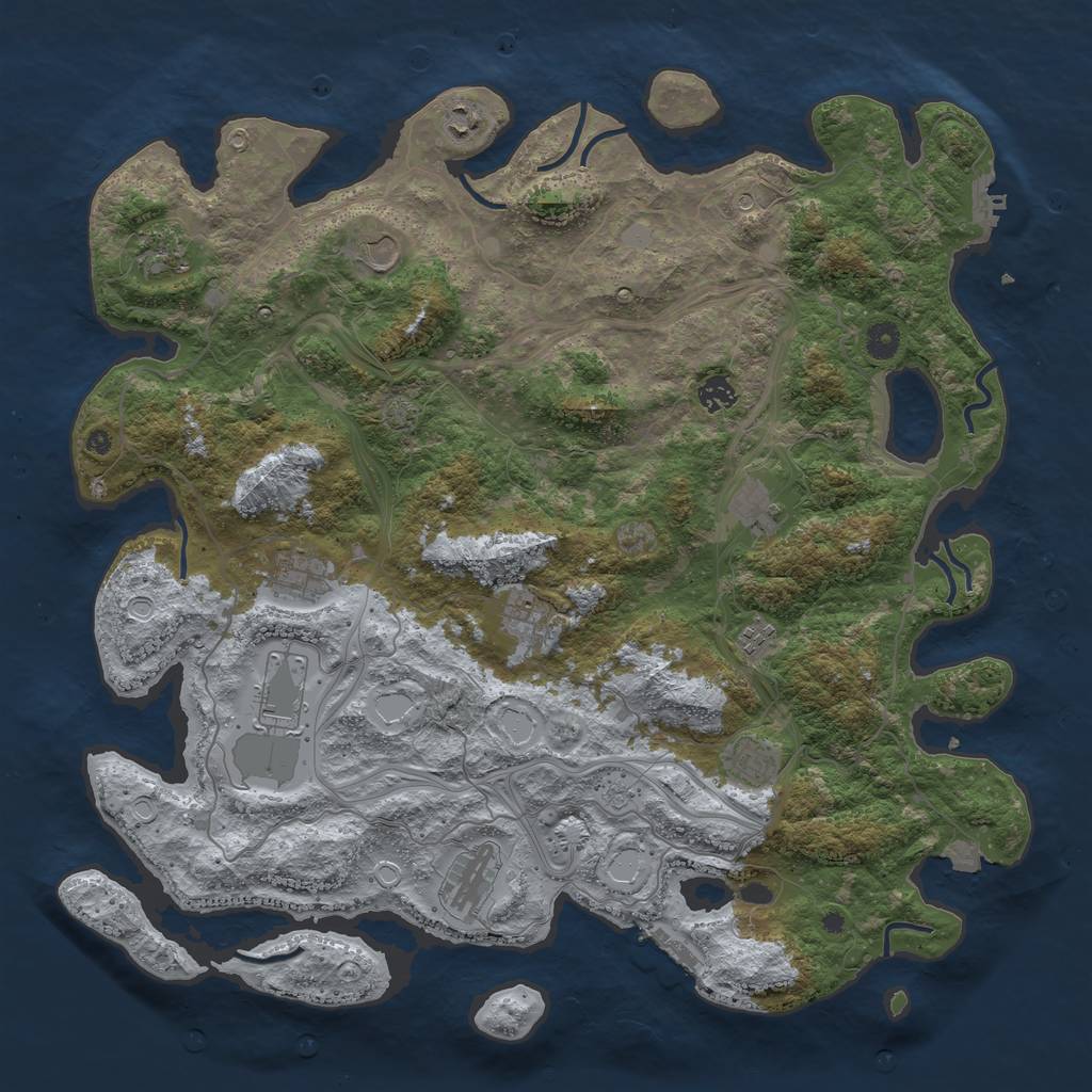 Rust Map: Procedural Map, Size: 4500, Seed: 53421, 19 Monuments