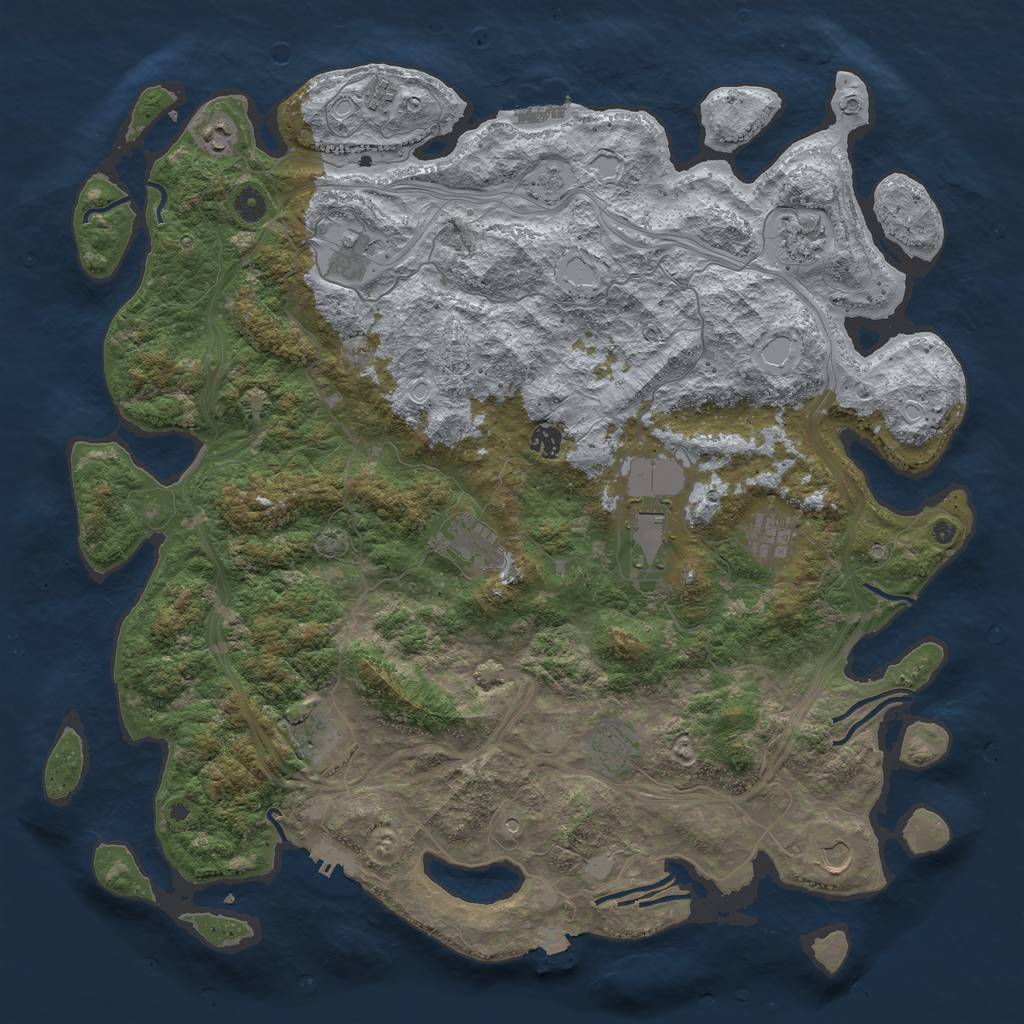 Rust Map: Procedural Map, Size: 4750, Seed: 884732078, 19 Monuments