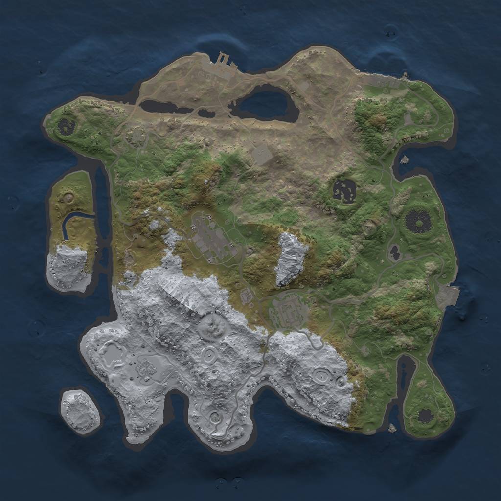 Rust Map: Procedural Map, Size: 3000, Seed: 810430613, 11 Monuments