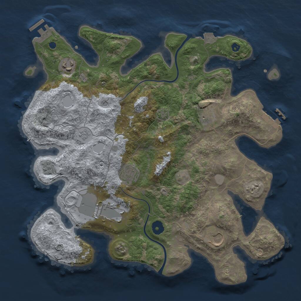 Rust Map: Procedural Map, Size: 3500, Seed: 1898237000, 12 Monuments