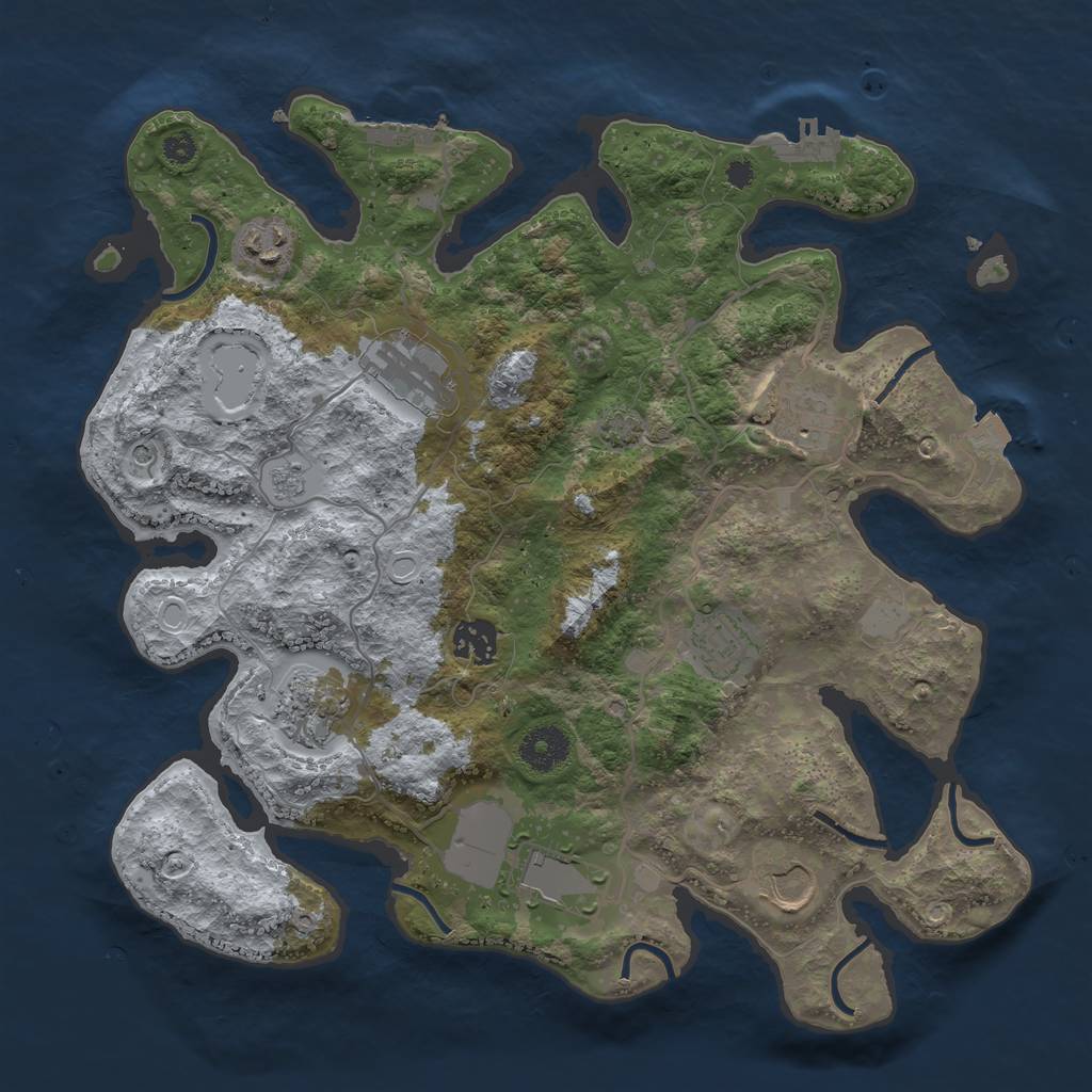 Rust Map: Procedural Map, Size: 3500, Seed: 1898237000, 16 Monuments
