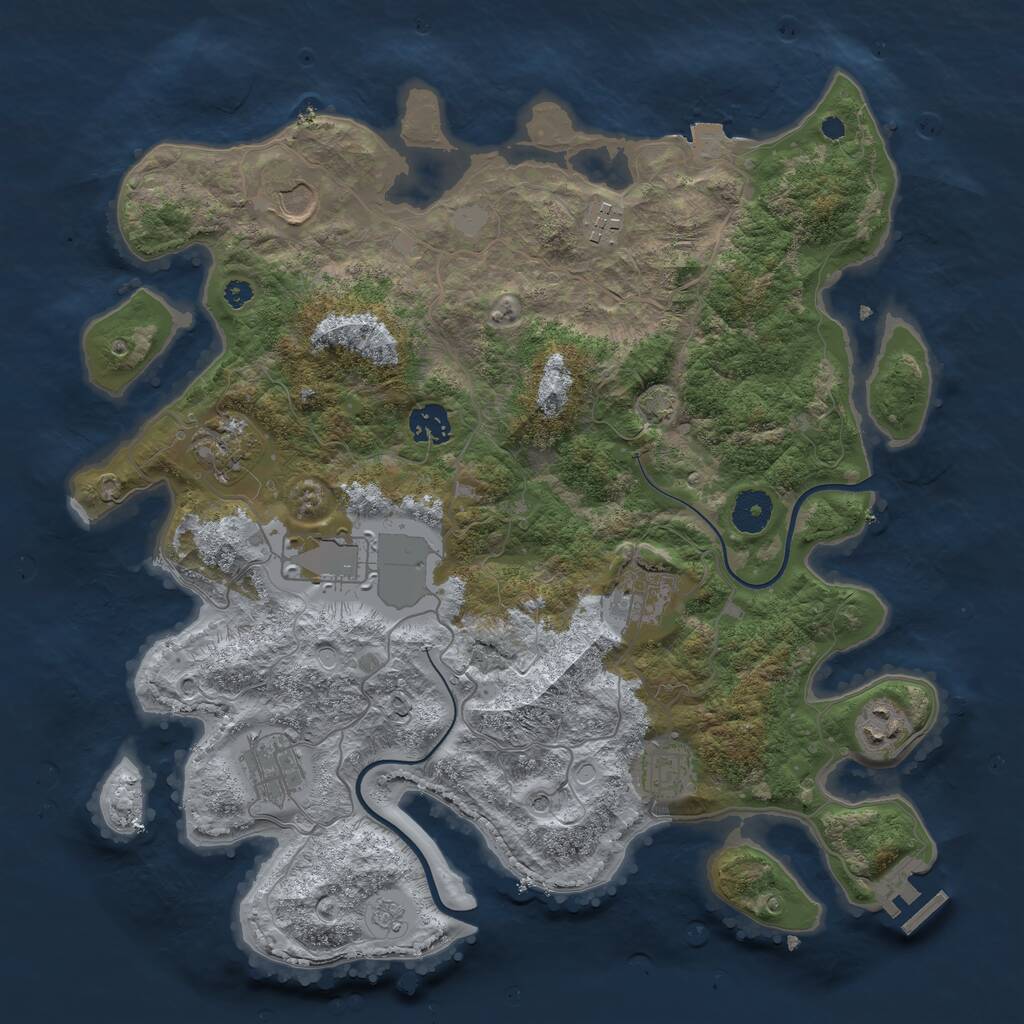 Rust Map: Procedural Map, Size: 3700, Seed: 20702, 14 Monuments