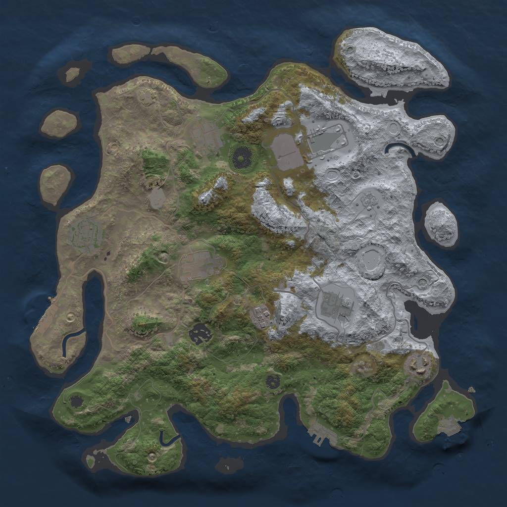 Rust Map: Procedural Map, Size: 3600, Seed: 446717516, 16 Monuments