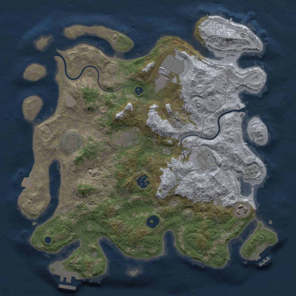 Rust Map: Procedural Map, Size: 3600, Seed: 446717516, 13 Monuments