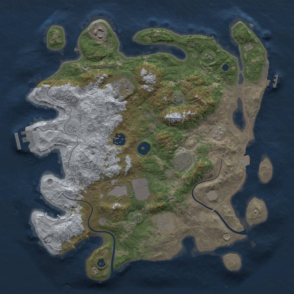 Rust Map: Procedural Map, Size: 3500, Seed: 1419868025, 13 Monuments