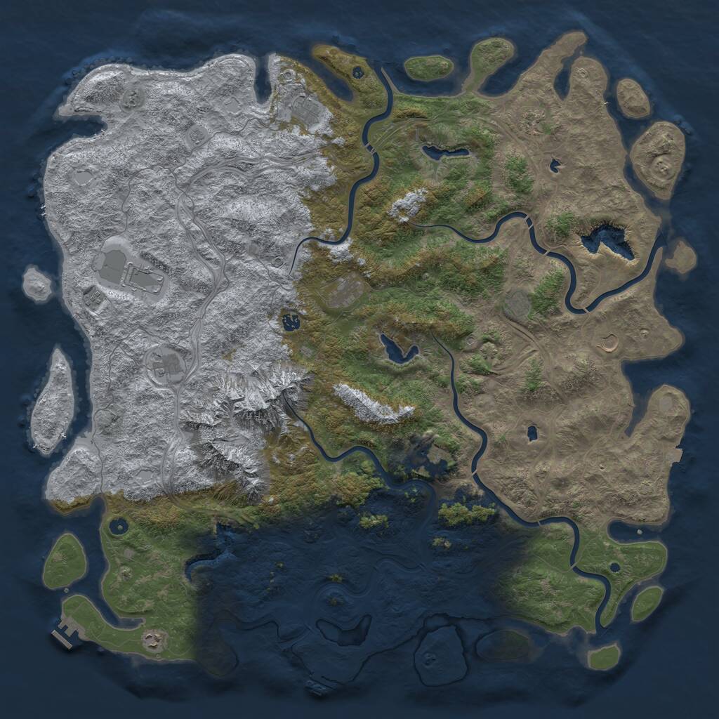 Rust Map: Procedural Map, Size: 6000, Seed: 1189191560, 17 Monuments