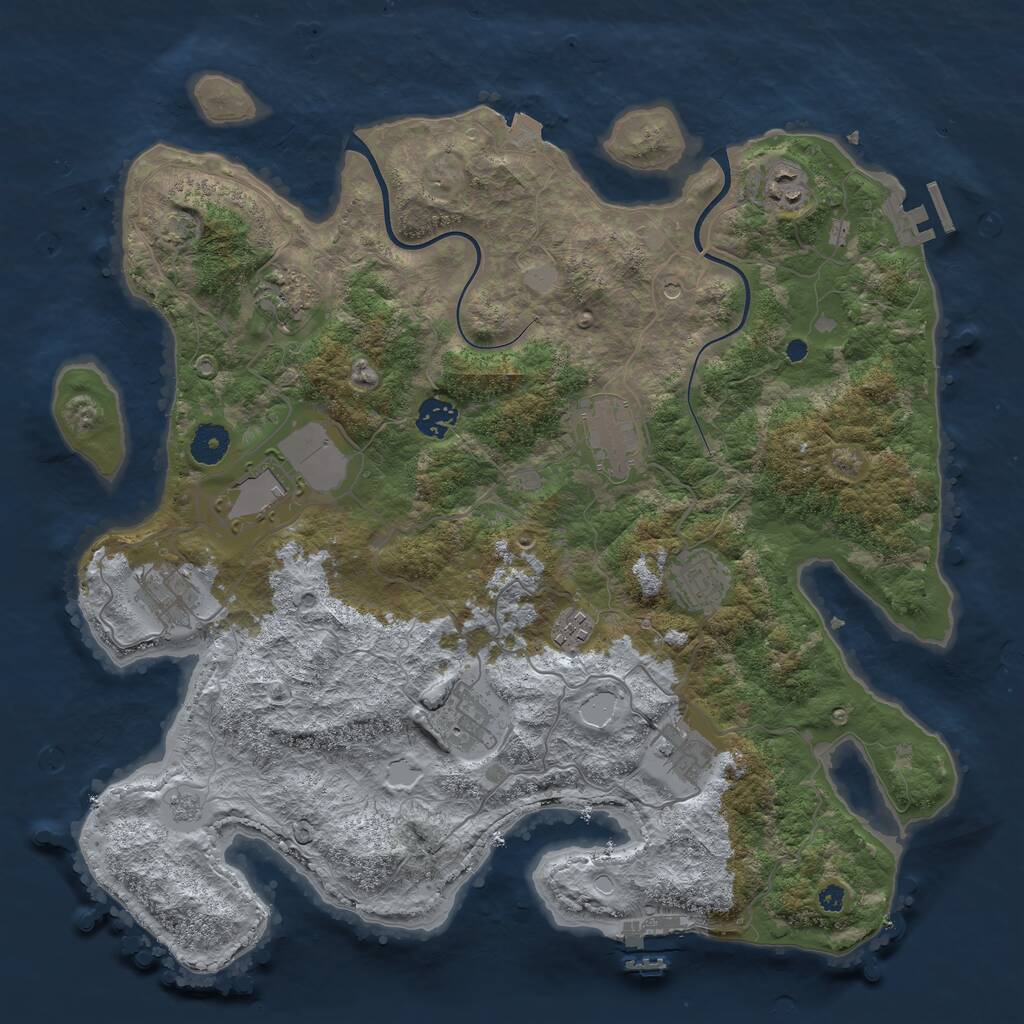 Rust Map: Procedural Map, Size: 3890, Seed: 2147483647, 16 Monuments