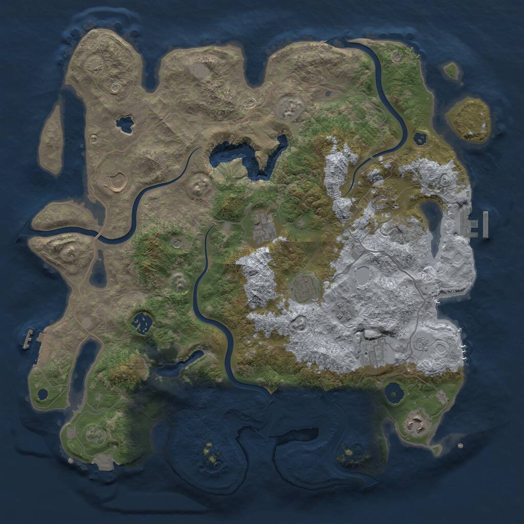 Rust Map: Procedural Map, Size: 4000, Seed: 2107522552, 14 Monuments