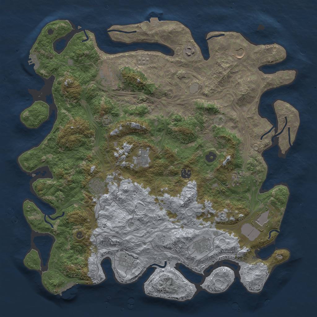 Rust Map: Procedural Map, Size: 4500, Seed: 1128689533, 19 Monuments
