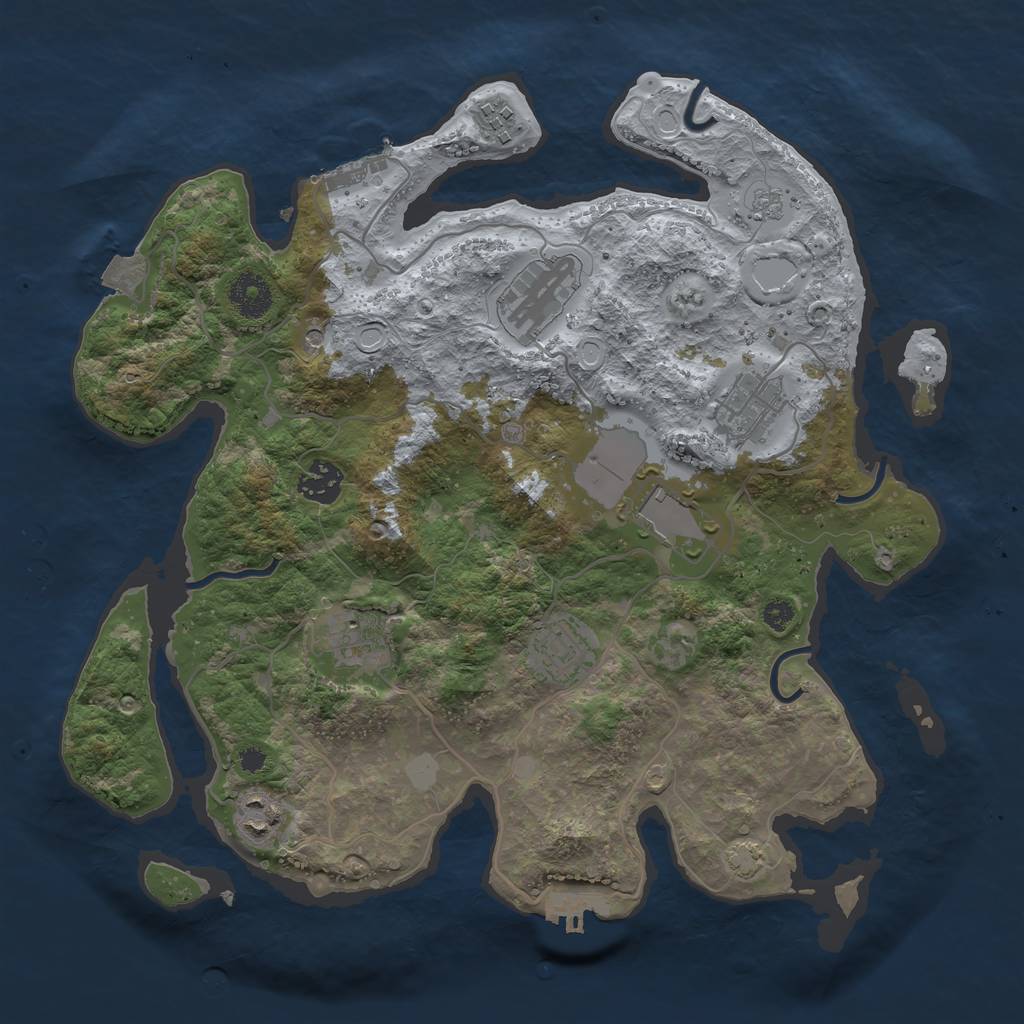 Rust Map: Procedural Map, Size: 3500, Seed: 7644, 16 Monuments