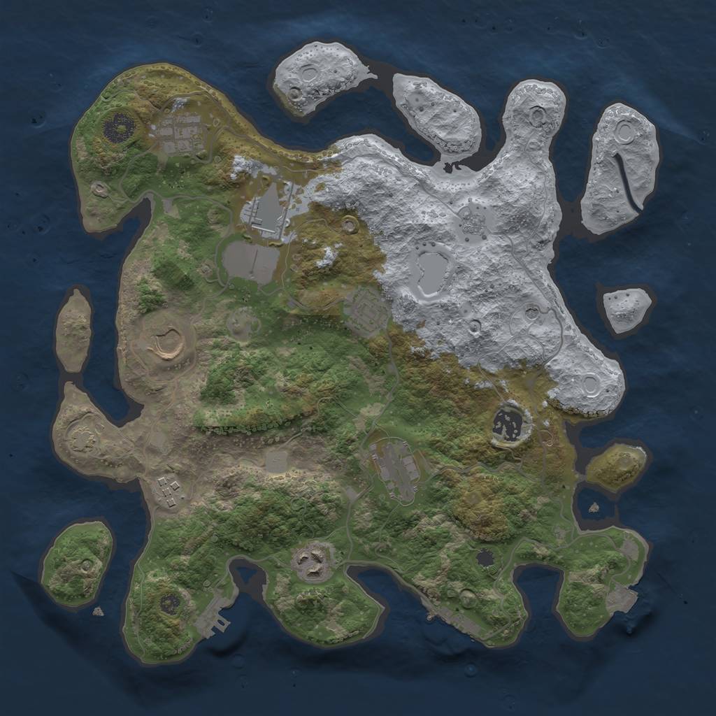 Rust Map: Procedural Map, Size: 3500, Seed: 4261606, 16 Monuments