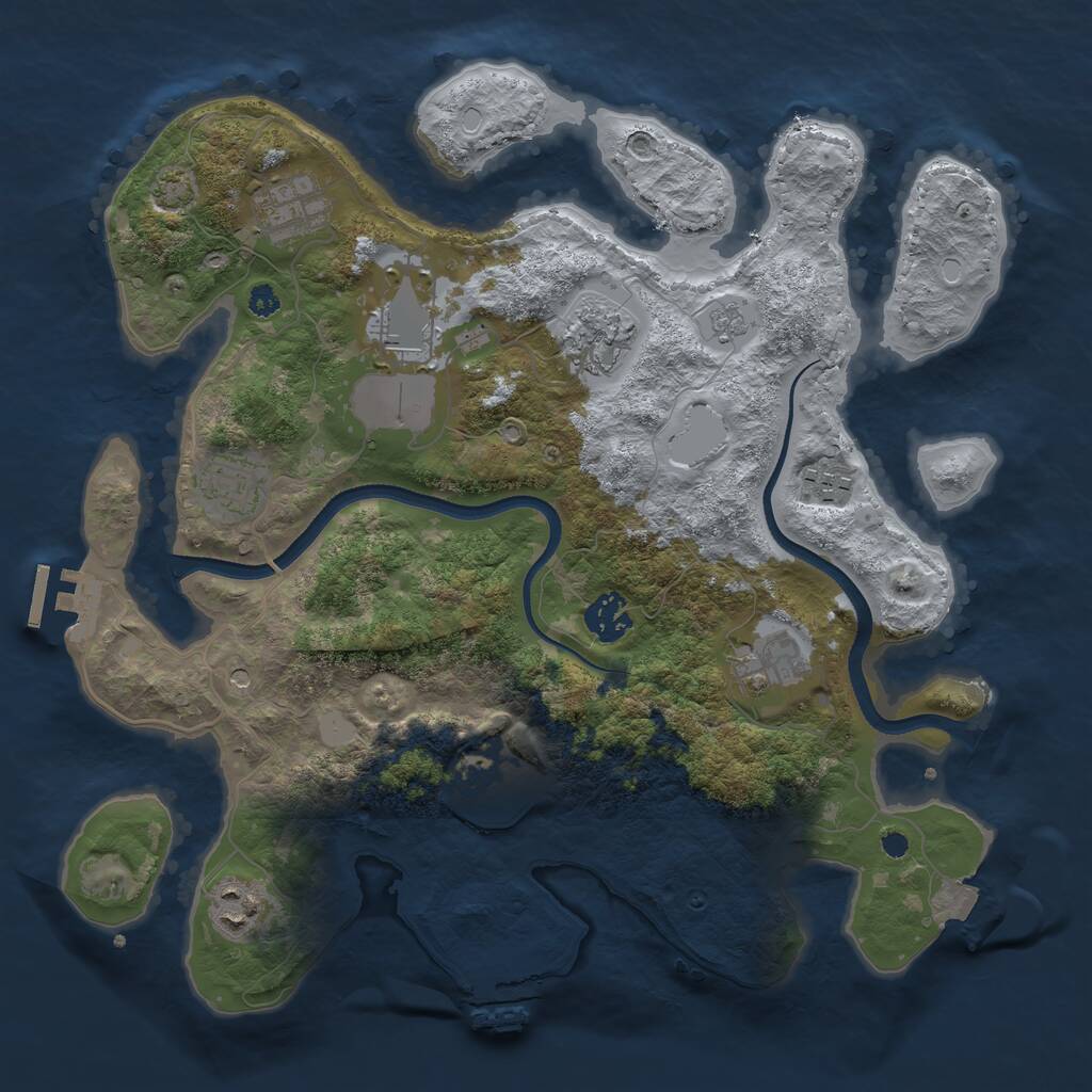 Rust Map: Procedural Map, Size: 3500, Seed: 4261606, 15 Monuments