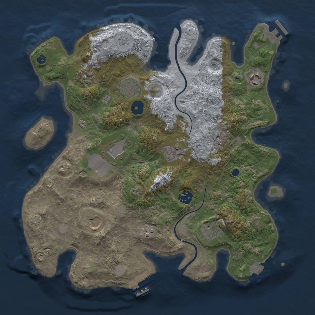 Rust Map: Procedural Map, Size: 3500, Seed: 1465535217, 15 Monuments