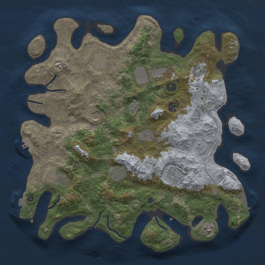 Rust Map: Procedural Map, Size: 3950, Seed: 32657620, 19 Monuments