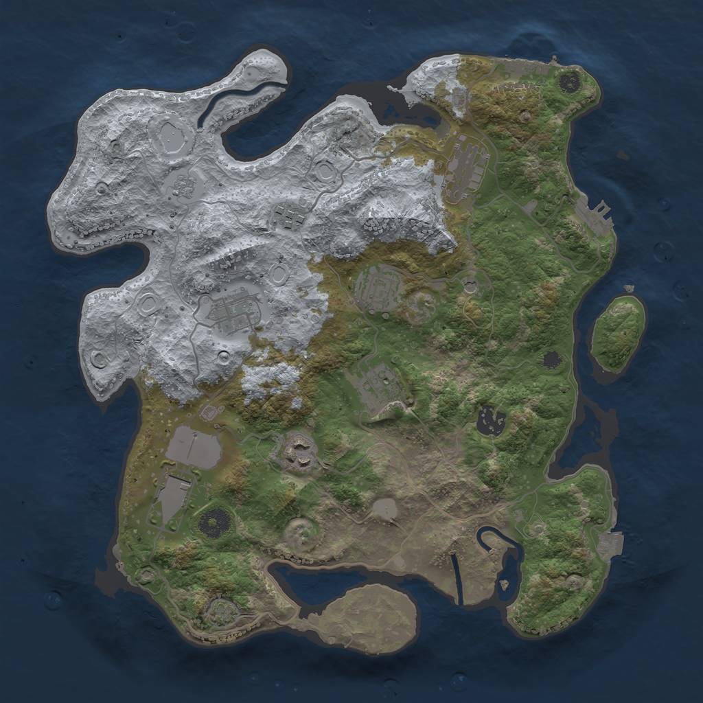 Rust Map: Procedural Map, Size: 3500, Seed: 1282435335, 16 Monuments