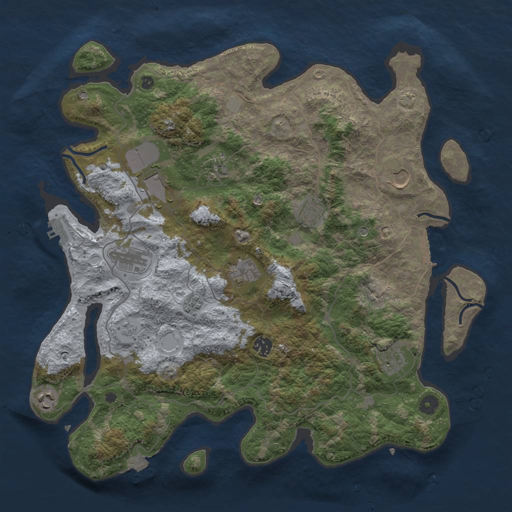 Rust Map: Procedural Map, Size: 4000, Seed: 629028419, 18 Monuments