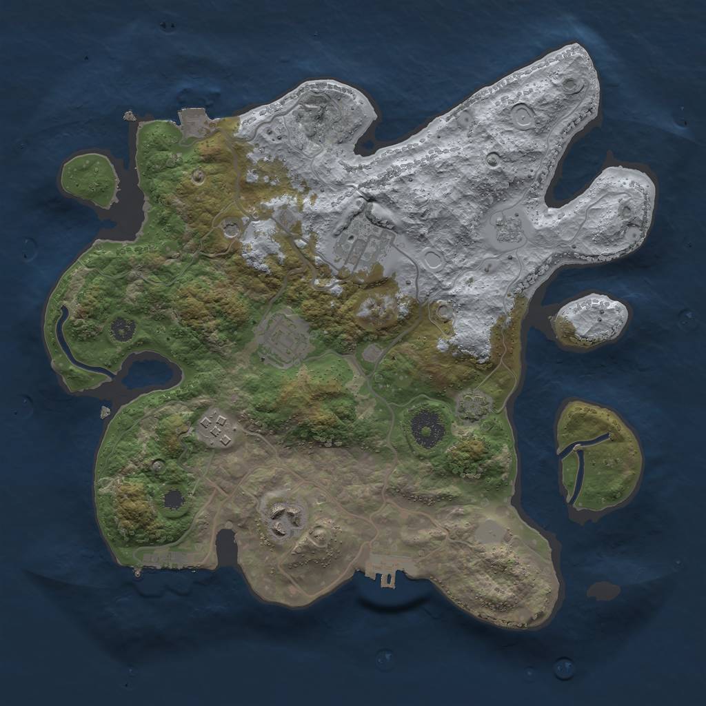 Rust Map: Procedural Map, Size: 3000, Seed: 749594051, 12 Monuments