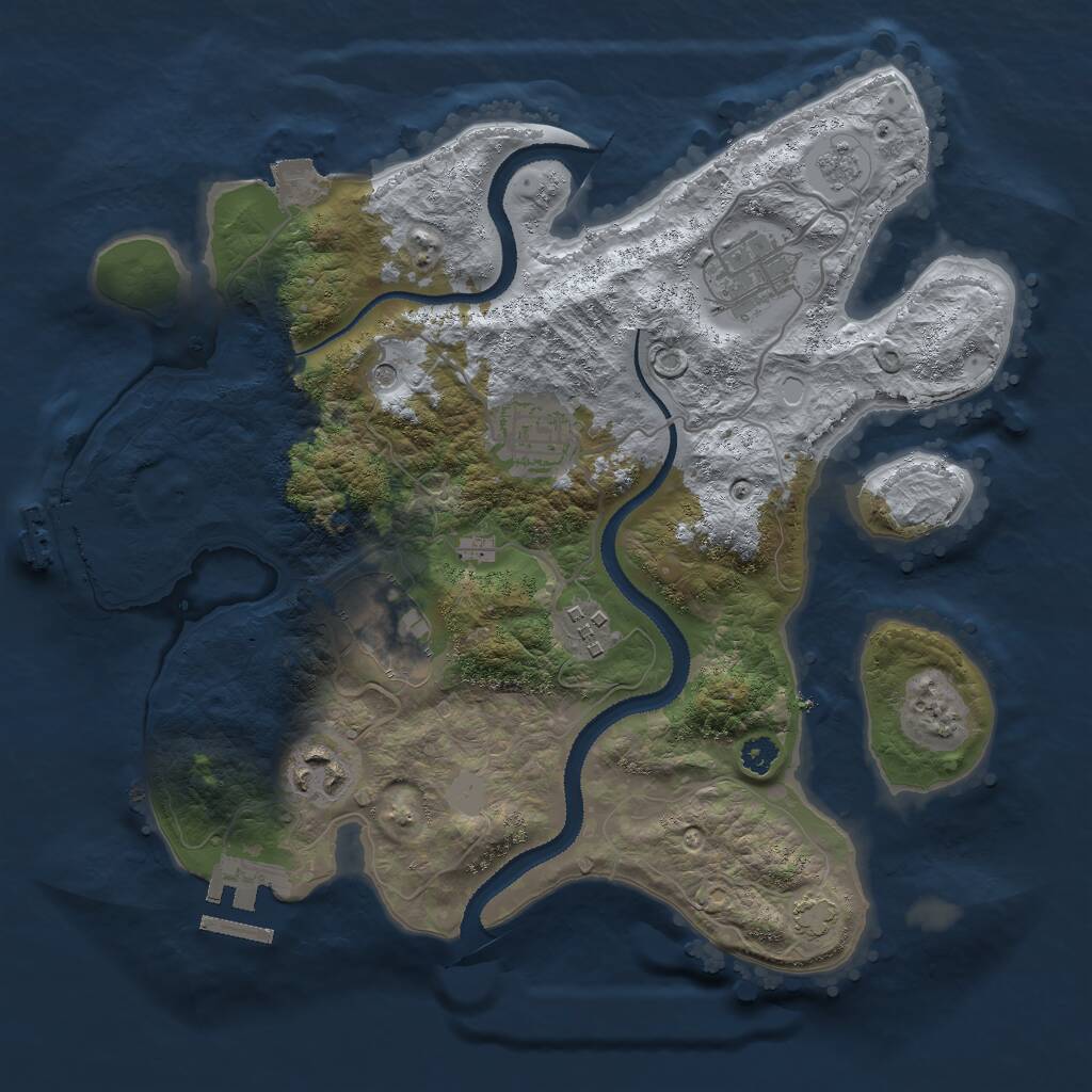 Rust Map: Procedural Map, Size: 3000, Seed: 749594051, 11 Monuments
