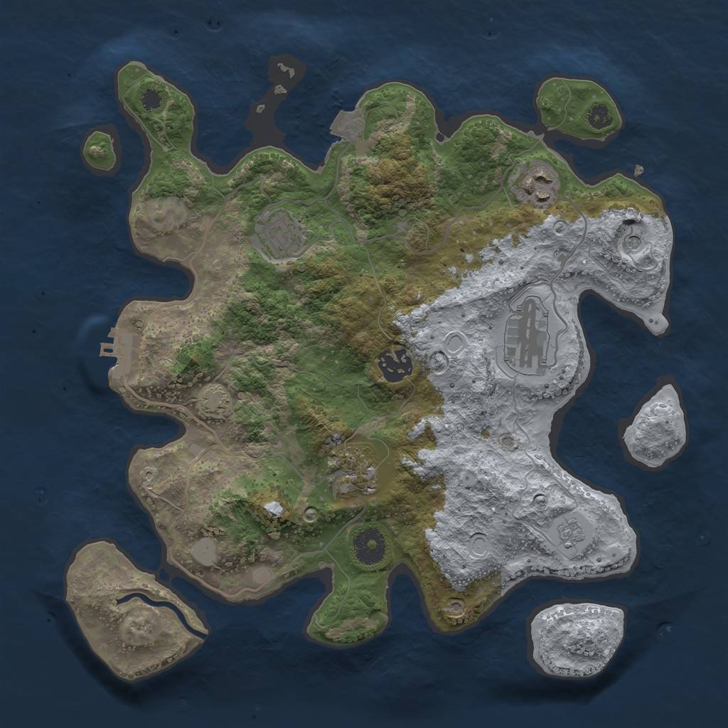 Rust Map: Procedural Map, Size: 3200, Seed: 23136, 12 Monuments