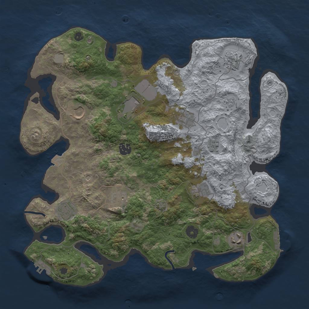 Rust Map: Procedural Map, Size: 3700, Seed: 2062499346, 18 Monuments