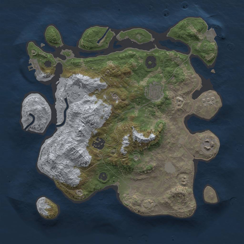 Rust Map: Procedural Map, Size: 3000, Seed: 1268415638, 11 Monuments
