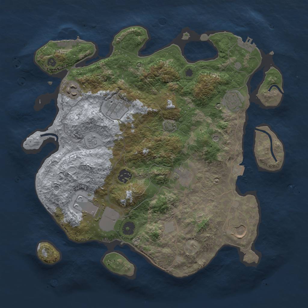 Rust Map: Procedural Map, Size: 3500, Seed: 943292490, 15 Monuments