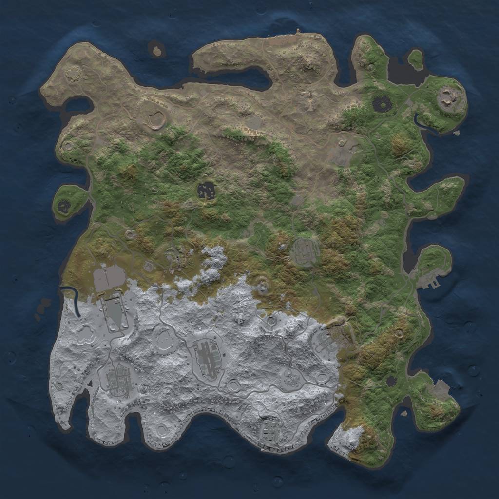 Rust Map: Procedural Map, Size: 4000, Seed: 342434326, 19 Monuments