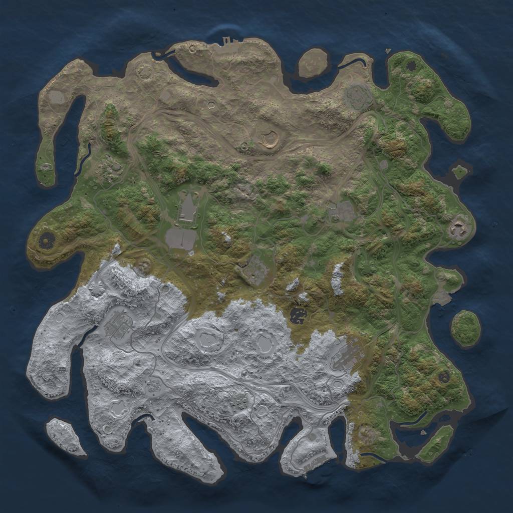 Rust Map: Procedural Map, Size: 4500, Seed: 251529629, 19 Monuments